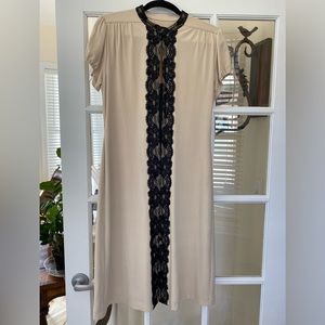 Adrianna Papell tan, black lace dress Size 8